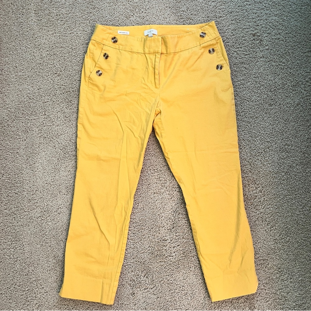 LOFT Women's Casual Yellow crop Pants size 14